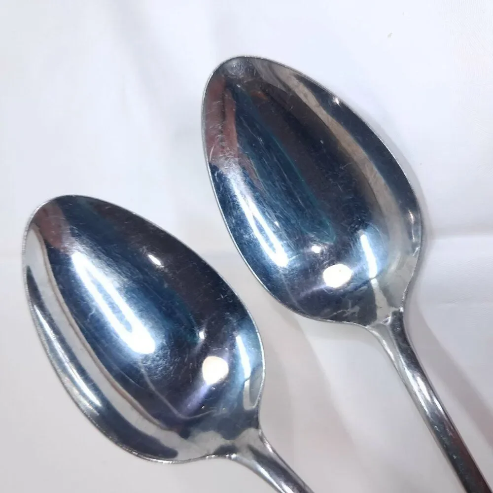 Vintage United Silver USI34 US place‎ oval spoon set 2 dots circles made Japan